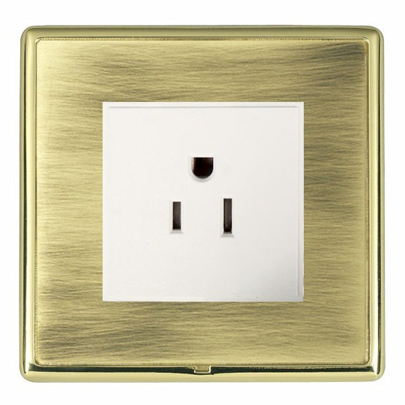 Hamilton LRX5258PB-ABW Linea-Rondo CFX Polished Brass Frame/Antique Brass Front 1 gang 15A 110V AC American Unswitched Socket White Insert - www.fancysockets.shop