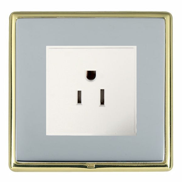 Hamilton LRX5258PB-BSW Linea-Rondo CFX Polished Brass Frame/Bright Steel Front 1 gang 15A 110V AC American Unswitched Socket White Insert - www.fancysockets.shop