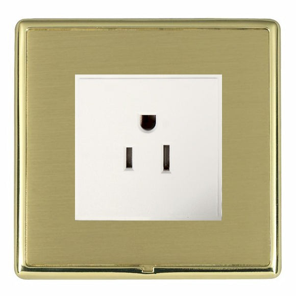 Hamilton LRX5258PB-SBW Linea-Rondo CFX Polished Brass Frame/Satin Brass Front 1 gang 15A 110V AC American Unswitched Socket White Insert - www.fancysockets.shop