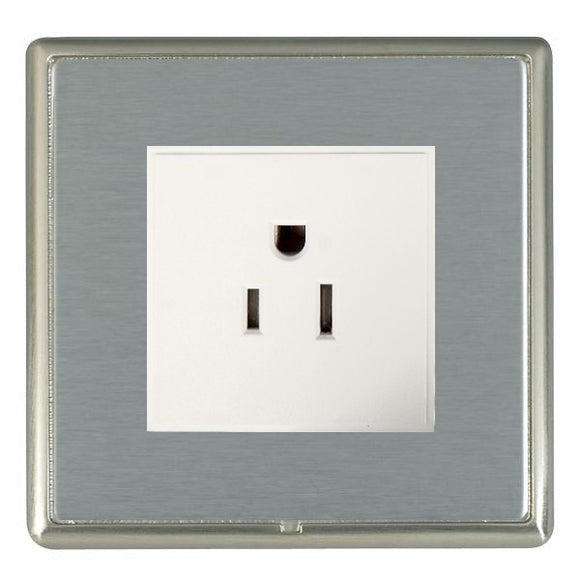 Hamilton LRX5258SN-SSW Linea-Rondo CFX Satin Nickel Frame/Satin Steel Front 1 gang 15A 110V AC American Unswitched Socket White Insert - www.fancysockets.shop