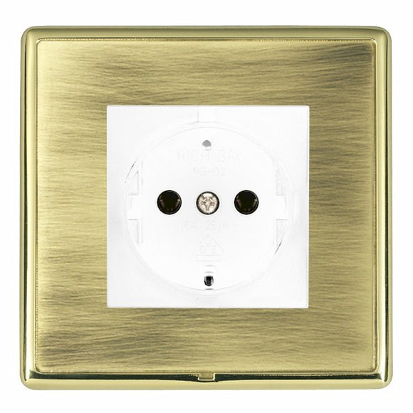 Hamilton LRX6126PB-ABW Linea-Rondo CFX Polished Brass Frame/Antique Brass Front 1 gang 10/16A 220/250V AC German Unswitched Socket White Insert - www.fancysockets.shop