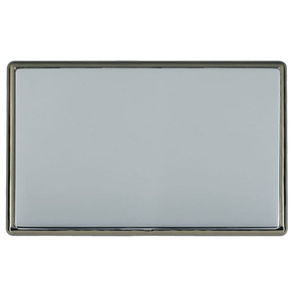 Hamilton LRXBPDBK-BS Linea-Rondo CFX Black Nickel Frame/Bright Steel Front Double Blank Plate Insert - www.fancysockets.shop