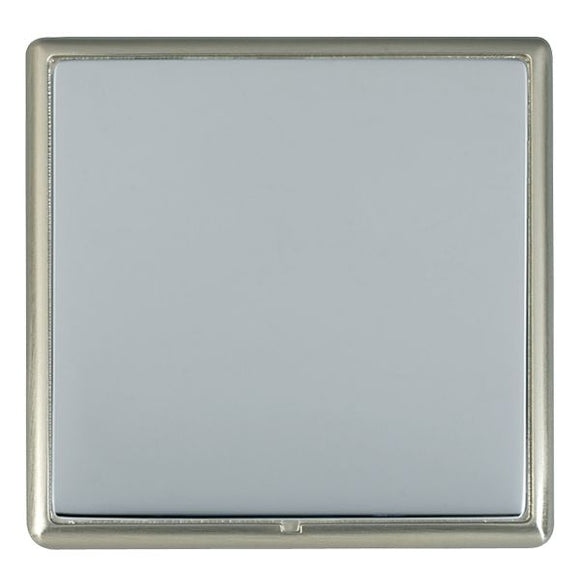 Hamilton LRXBPSSN-BS Linea-Rondo CFX Satin Nickel Frame/Bright Steel Front Single Blank Plate Insert - www.fancysockets.shop
