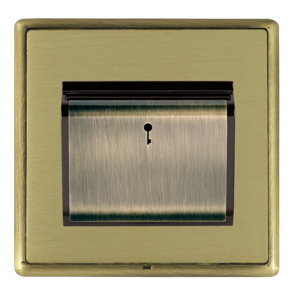 Hamilton LRXC11AB-SBB Linea-Rondo CFX Antique Brass Frame/Satin Brass Front 1 gang 10A (6AX) Card Switch On/Off with Blue LED Locator Antique Brass/Black Insert - www.fancysockets.shop
