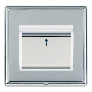 Hamilton LRXC11BC-BSW Linea-Rondo CFX Bright Chrome Frame/Bright Steel Front 1 gang 10A (6AX) Card Switch On/Off with Blue LED Locator Bright Chrome/White Insert - www.fancysockets.shop
