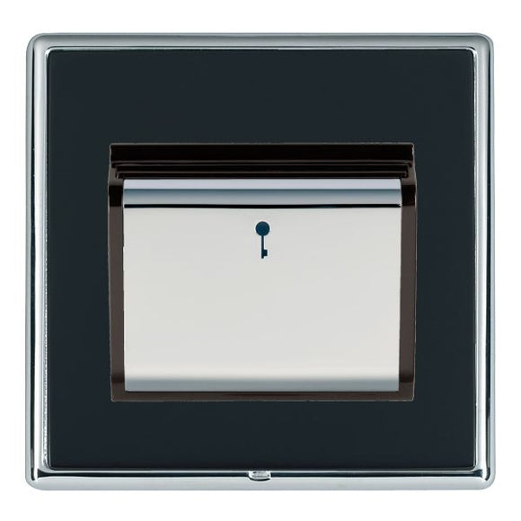 Hamilton LRXC11BC-NB Linea-Rondo CFX Bright Chrome Frame/Piano Black Front 1 gang 10A (6AX) Card Switch On/Off with Blue LED Locator Bright Chrome/Black Insert - www.fancysockets.shop