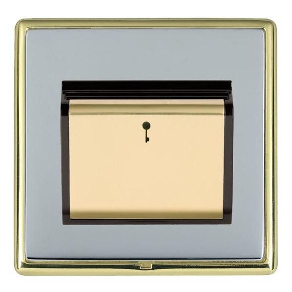 Hamilton LRXC11PB-BSB Linea-Rondo CFX Polished Brass Frame/Bright Steel Front 1 gang 10A (6AX) Card Switch On/Off with Blue LED Locator Polished Brass/Black Insert - www.fancysockets.shop
