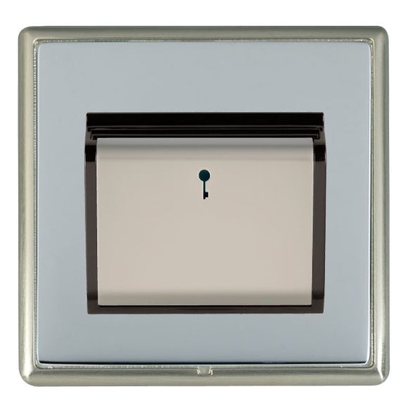 Hamilton LRXC11SN-BSB Linea-Rondo CFX Satin Nickel Frame/Bright Steel Front 1 gang 10A (6AX) Card Switch On/Off with Blue LED Locator Satin Steel/Black Insert - www.fancysockets.shop