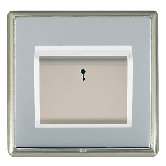 Hamilton LRXC11SN-BSW Linea-Rondo CFX Satin Nickel Frame/Bright Steel Front 1 gang 10A (6AX) Card Switch On/Off with Blue LED Locator Satin Steel/White Insert - www.fancysockets.shop