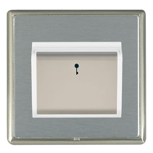 Hamilton LRXC11SN-SSW Linea-Rondo CFX Satin Nickel Frame/Satin Steel Front 1 gang 10A (6AX) Card Switch On/Off with Blue LED Locator Satin Steel/White Insert - www.fancysockets.shop