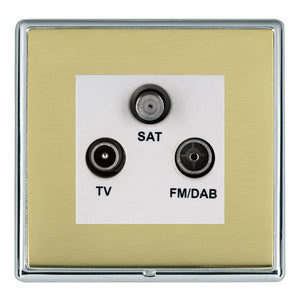 Hamilton LRXDTRIDBC-PBW Linea-Rondo CFX Bright Chrome Frame/Polished Brass Front Non-Isolated TV+FM+SAT Triplexer 1in/3out (DAB Compatible) White Insert - www.fancysockets.shop