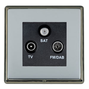 Hamilton LRXDTRIDBK-BSB Linea-Rondo CFX Black Nickel Frame/Bright Steel Front Non-Isolated TV+FM+SAT Triplexer 1in/3out (DAB Compatible) Black Insert - www.fancysockets.shop