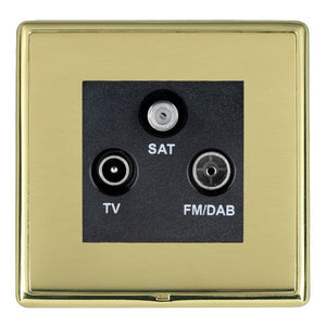 Hamilton LRXDTRIDPB-PBB Linea-Rondo CFX Polished Brass Frame/Polished Brass Front Non-Isolated TV+FM+SAT Triplexer 1in/3out (DAB Compatible) Black Insert - www.fancysockets.shop