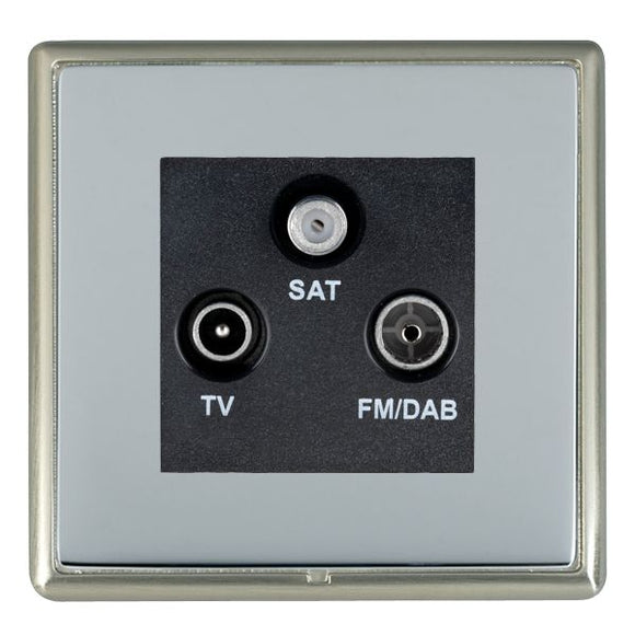 Hamilton LRXDTRIDSN-BSB Linea-Rondo CFX Satin Nickel Frame/Bright Steel Front Non-Isolated TV+FM+SAT Triplexer 1in/3out (DAB Compatible) Black Insert - www.fancysockets.shop