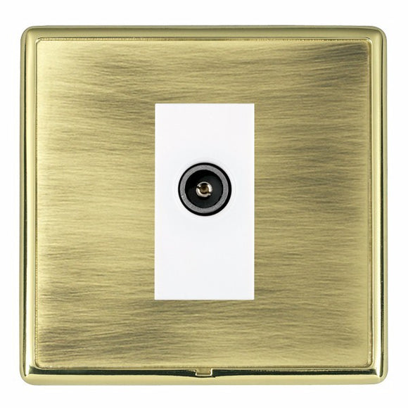 Hamilton LRXDTVFPB-ABW Linea-Rondo CFX Polished Brass Frame/Antique Brass Front 1 gang Non-Isolated TV (Female) (DAB Compatible) White Insert - www.fancysockets.shop
