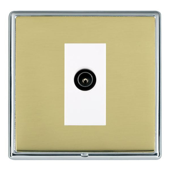 Hamilton LRXDTVMBC-PBW Linea-Rondo CFX Bright Chrome Frame/Polished Brass Front 1 gang Non-Isolated TV (Male) (DAB Compatible) White Insert - www.fancysockets.shop