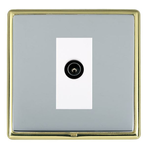 Hamilton LRXDTVMPB-BSW Linea-Rondo CFX Polished Brass Frame/Bright Steel Front 1 gang Non-Isolated TV (Male) (DAB Compatible) White Insert - www.fancysockets.shop
