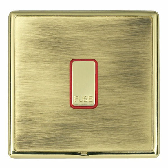 Hamilton LRXFNPB-ABR Linea-Rondo CFX Polished Brass Frame/Antique Brass Front 1 gang 13A Fuse with Neon Halo Polished Brass/Red Insert - www.fancysockets.shop