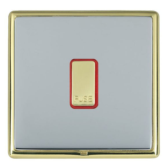 Hamilton LRXFNPB-BSR Linea-Rondo CFX Polished Brass Frame/Bright Steel Front 1 gang 13A Fuse with Neon Halo Polished Brass/Red Insert - www.fancysockets.shop