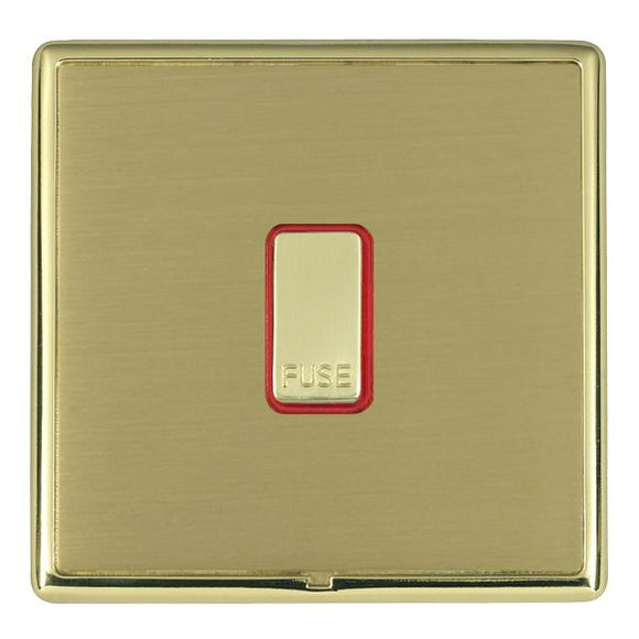 Hamilton LRXFNPB-SBR Linea-Rondo CFX Polished Brass Frame/Satin Brass Front 1 gang 13A Fuse with Neon Halo Polished Brass/Red Insert - www.fancysockets.shop