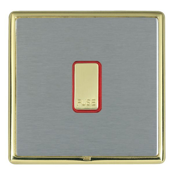 Hamilton LRXFNPB-SSR Linea-Rondo CFX Polished Brass Frame/Satin Steel Front 1 gang 13A Fuse with Neon Halo Polished Brass/Red Insert - www.fancysockets.shop
