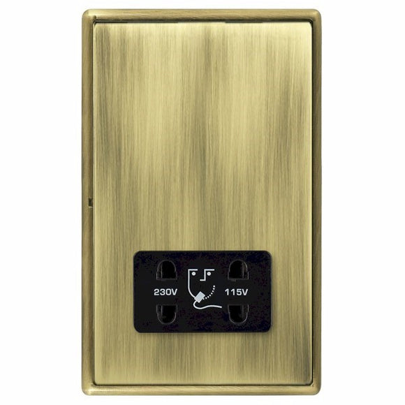Hamilton LRXSHSAB-ABB Linea-Rondo CFX Antique Brass Frame/Antique Brass Front Shaver Dual Voltage Unswitched Socket (Vertically Mounted) Black Insert - www.fancysockets.shop