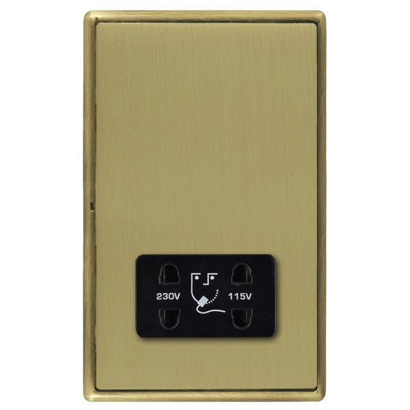 Hamilton LRXSHSAB-SBB Linea-Rondo CFX Antique Brass Frame/Satin Brass Front Shaver Dual Voltage Unswitched Socket (Vertically Mounted) Black Insert - www.fancysockets.shop
