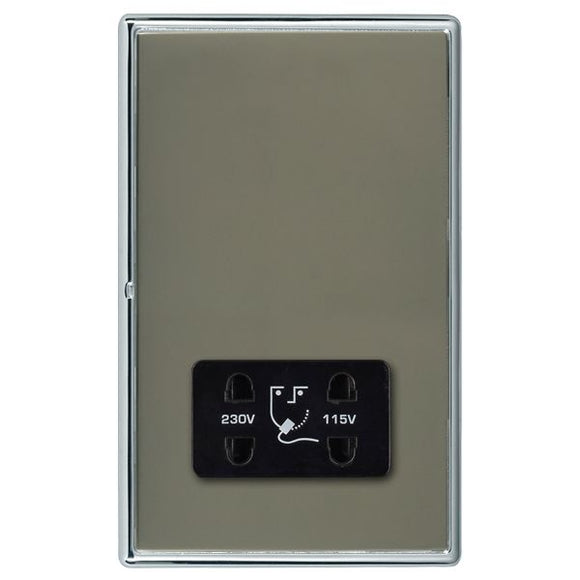 Hamilton LRXSHSBC-BKB Linea-Rondo CFX Bright Chrome Frame/Black Nickel Front Shaver Dual Voltage Unswitched Socket (Vertically Mounted) Black Insert - www.fancysockets.shop
