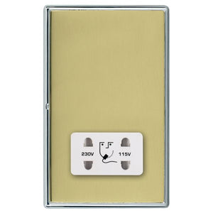 Hamilton LRXSHSBC-PBW Linea-Rondo CFX Bright Chrome Frame/Polished Brass Front Shaver Dual Voltage Unswitched Socket (Vertically Mounted) White Insert - www.fancysockets.shop