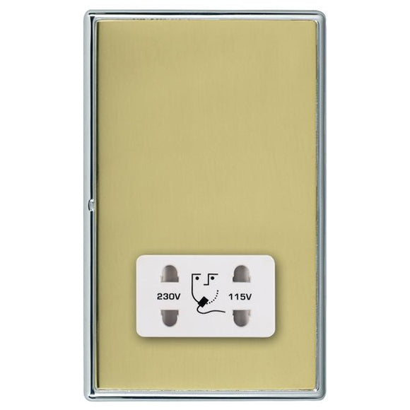 Hamilton LRXSHSBC-PBW Linea-Rondo CFX Bright Chrome Frame/Polished Brass Front Shaver Dual Voltage Unswitched Socket (Vertically Mounted) White Insert - www.fancysockets.shop