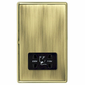 Hamilton LRXSHSPB-ABB Linea-Rondo CFX Polished Brass Frame/Antique Brass Front Shaver Dual Voltage Unswitched Socket (Vertically Mounted) Black Insert - www.fancysockets.shop