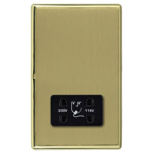 Hamilton LRXSHSPB-SBB Linea-Rondo CFX Polished Brass Frame/Satin Brass Front Shaver Dual Voltage Unswitched Socket (Vertically Mounted) Black Insert - www.fancysockets.shop