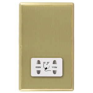 Hamilton LRXSHSSB-SBW Linea-Rondo CFX Satin Brass Frame/Satin Brass Front Shaver Dual Voltage Unswitched Socket (Vertically Mounted) White Insert - www.fancysockets.shop