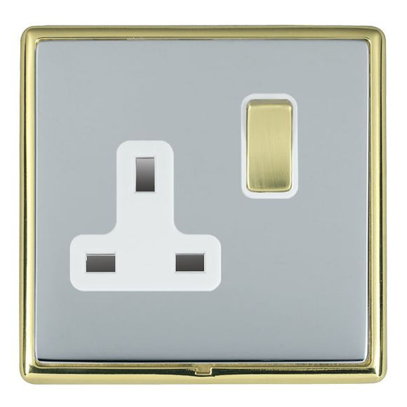 Hamilton LRXSS1PB-BSW Linea-Rondo CFX Polished Brass Frame/Bright Steel Front 1 gang 13A Double Pole Switched Socket Polished Brass/White Insert - www.fancysockets.shop