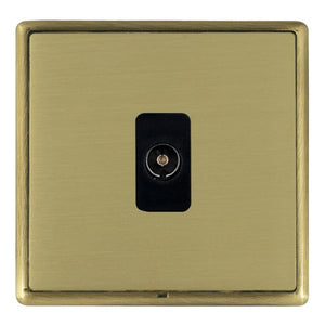 Hamilton LRXTVAB-SBB Linea-Rondo CFX Antique Brass Frame/Satin Brass Front 1 gang Non-Isolated Television 1in/1out Black Insert - www.fancysockets.shop