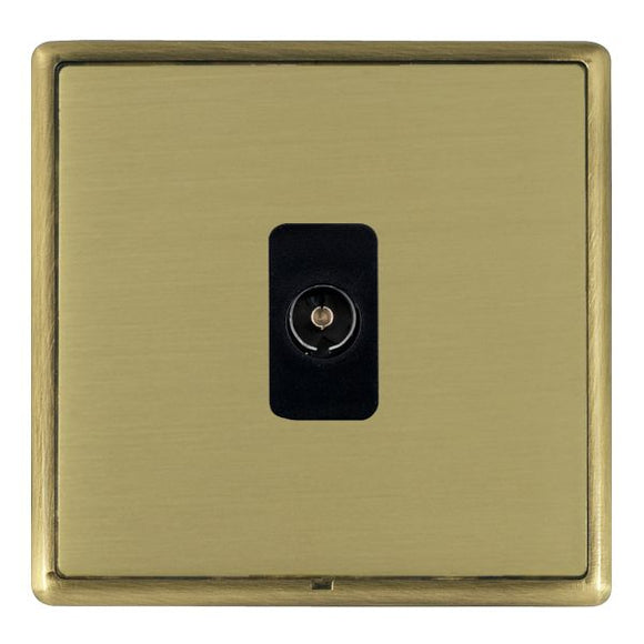Hamilton LRXTVAB-SBB Linea-Rondo CFX Antique Brass Frame/Satin Brass Front 1 gang Non-Isolated Television 1in/1out Black Insert - www.fancysockets.shop