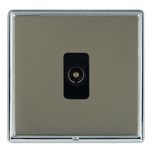 Hamilton LRXTVBC-BKB Linea-Rondo CFX Bright Chrome Frame/Black Nickel Front 1 gang Non-Isolated Television 1in/1out Black Insert - www.fancysockets.shop