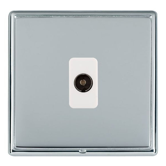 Hamilton LRXTVBC-BSW Linea-Rondo CFX Bright Chrome Frame/Bright Steel Front 1 gang Non-Isolated Television 1in/1out White Insert - www.fancysockets.shop