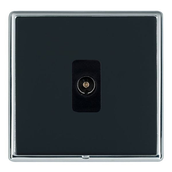 Hamilton LRXTVBC-NB Linea-Rondo CFX Bright Chrome Frame/Piano Black Front 1 gang Non-Isolated Television 1in/1out Black Insert - www.fancysockets.shop
