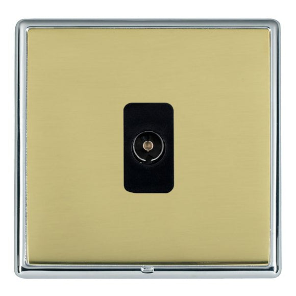 Hamilton LRXTVBC-PBB Linea-Rondo CFX Bright Chrome Frame/Polished Brass Front 1 gang Non-Isolated Television 1in/1out Black Insert - www.fancysockets.shop
