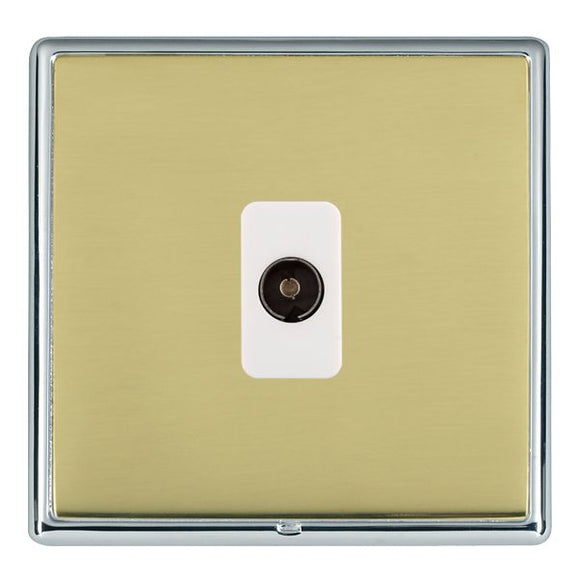 Hamilton LRXTVBC-PBW Linea-Rondo CFX Bright Chrome Frame/Polished Brass Front 1 gang Non-Isolated Television 1in/1out White Insert - www.fancysockets.shop