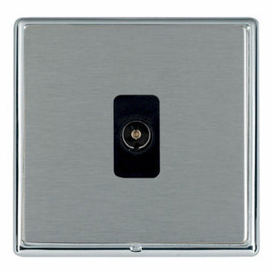 Hamilton LRXTVBC-SSB Linea-Rondo CFX Bright Chrome Frame/Satin Steel Front 1 gang Non-Isolated Television 1in/1out Black Insert - www.fancysockets.shop