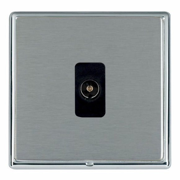 Hamilton LRXTVBC-SSB Linea-Rondo CFX Bright Chrome Frame/Satin Steel Front 1 gang Non-Isolated Television 1in/1out Black Insert - www.fancysockets.shop