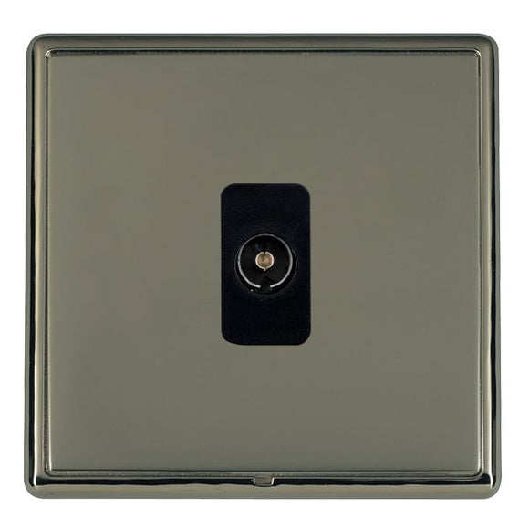 Hamilton LRXTVBK-BKB Linea-Rondo CFX Black Nickel Frame/Black Nickel Front 1 gang Non-Isolated Television 1in/1out Black Insert - www.fancysockets.shop