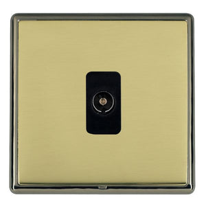 Hamilton LRXTVBK-PBB Linea-Rondo CFX Black Nickel Frame/Polished Brass Front 1 gang Non-Isolated Television 1in/1out Black Insert - www.fancysockets.shop