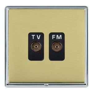 Hamilton LRXTVFMBC-PBB Linea-Rondo CFX Bright Chrome Frame/Polished Brass Front Isolated TV/FM Diplexer 1in/2out Black Insert - www.fancysockets.shop
