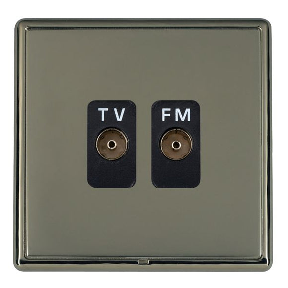 Hamilton LRXTVFMBK-BKB Linea-Rondo CFX Black Nickel Frame/Black Nickel Front Isolated TV/FM Diplexer 1in/2out Black Insert - www.fancysockets.shop