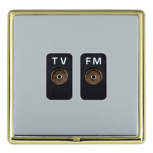 Hamilton LRXTVFMPB-BSB Linea-Rondo CFX Polished Brass Frame/Bright Steel Front Isolated TV/FM Diplexer 1in/2out Black Insert - www.fancysockets.shop