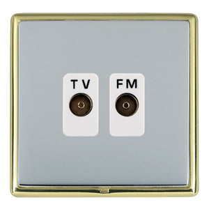 Hamilton LRXTVFMPB-BSW Linea-Rondo CFX Polished Brass Frame/Bright Steel Front Isolated TV/FM Diplexer 1in/2out White Insert - www.fancysockets.shop