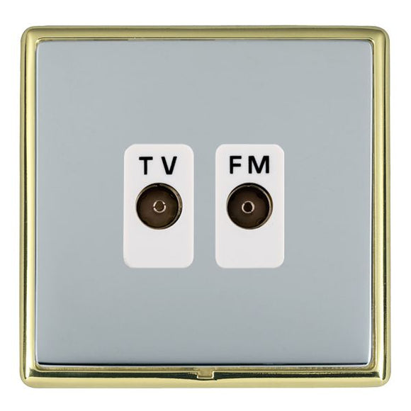 Hamilton LRXTVFMPB-BSW Linea-Rondo CFX Polished Brass Frame/Bright Steel Front Isolated TV/FM Diplexer 1in/2out White Insert - www.fancysockets.shop